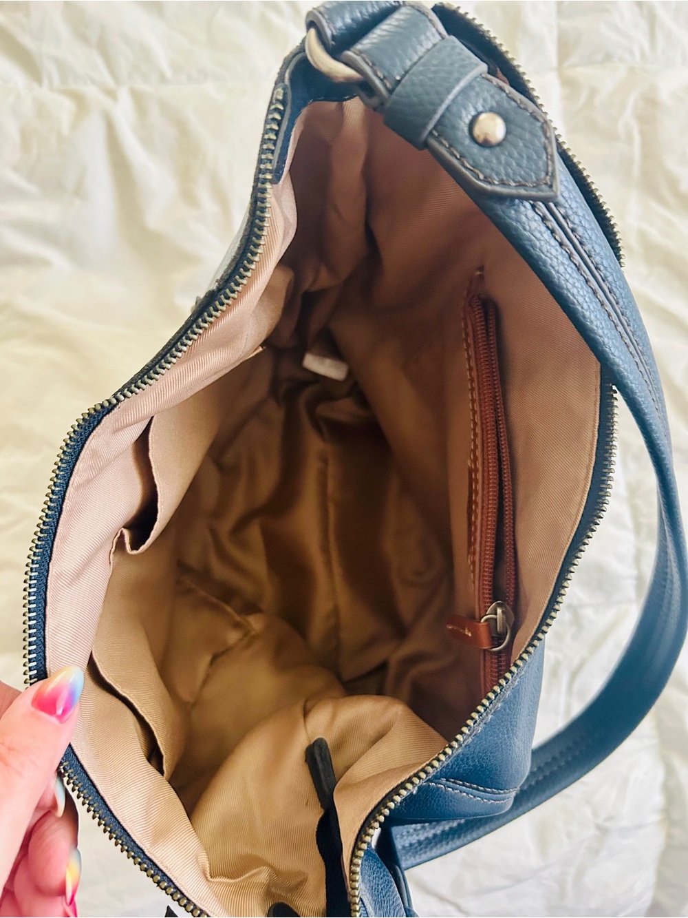 The Sak Indigo Leather Hobo with Charm Accent - Picture 3 of 3